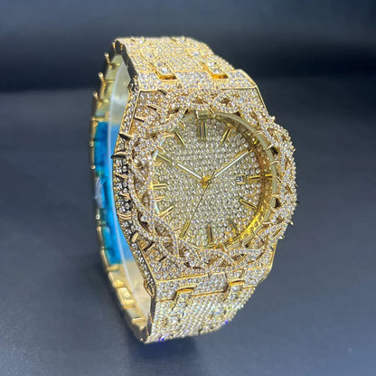 New Luxury Watch For Men Brand MISSFOX Hip Hop Lced Out Diamond Watches Fashion Hollow Out Quartz Clock 2026 Man Dropshipping