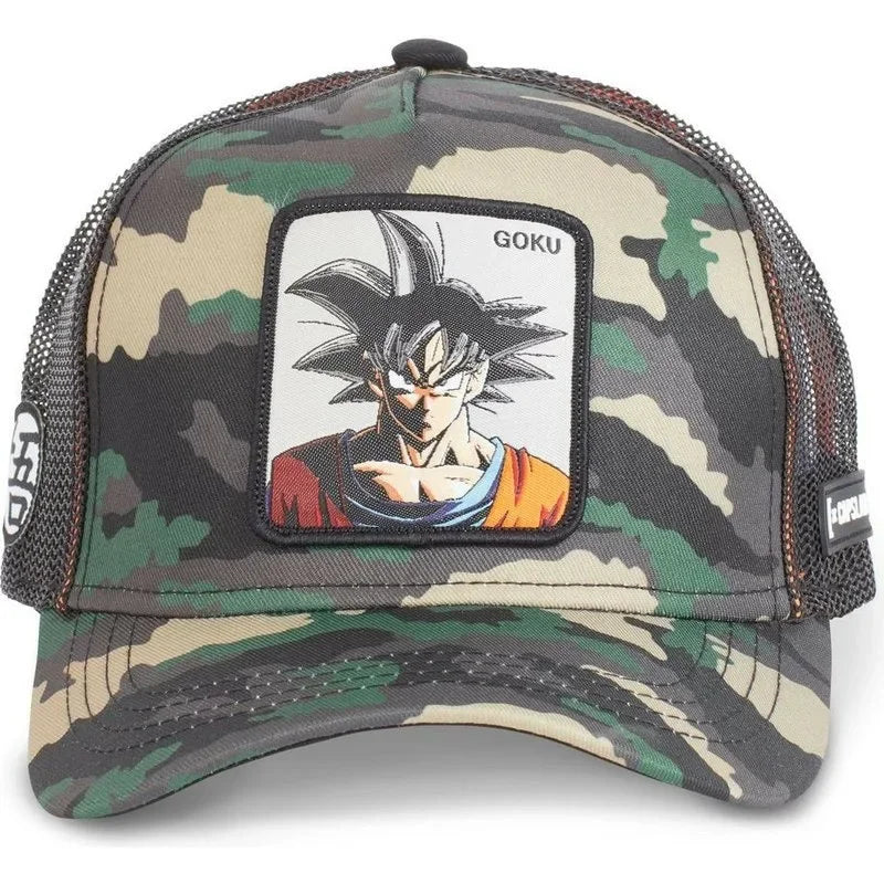 Dragon Ball Buu Goku Cap Ljetna muška kapa s ravnim vrhom i šiljastim obodom, s vezenim uzorkom, hip-hop stil, sunčana vizira, podesiva trucker mrežasta kapa