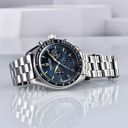 New PAGANI DESIGN Moon Men Watch Retro Luxury Quartz Watches For Men Stainless steel Sport waterproof Chronograph Man+With BOX