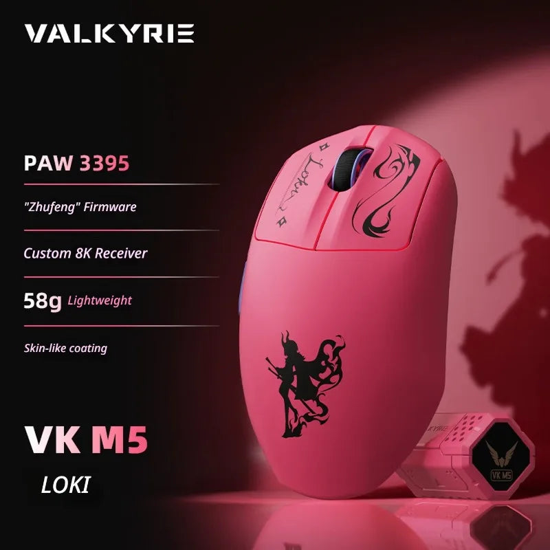 Mouse gaming wireless VALKYRIE VK M5 PRO con doppio 8K, ricevitore con display intelligente, ergonomico, leggero e a bassa latenza