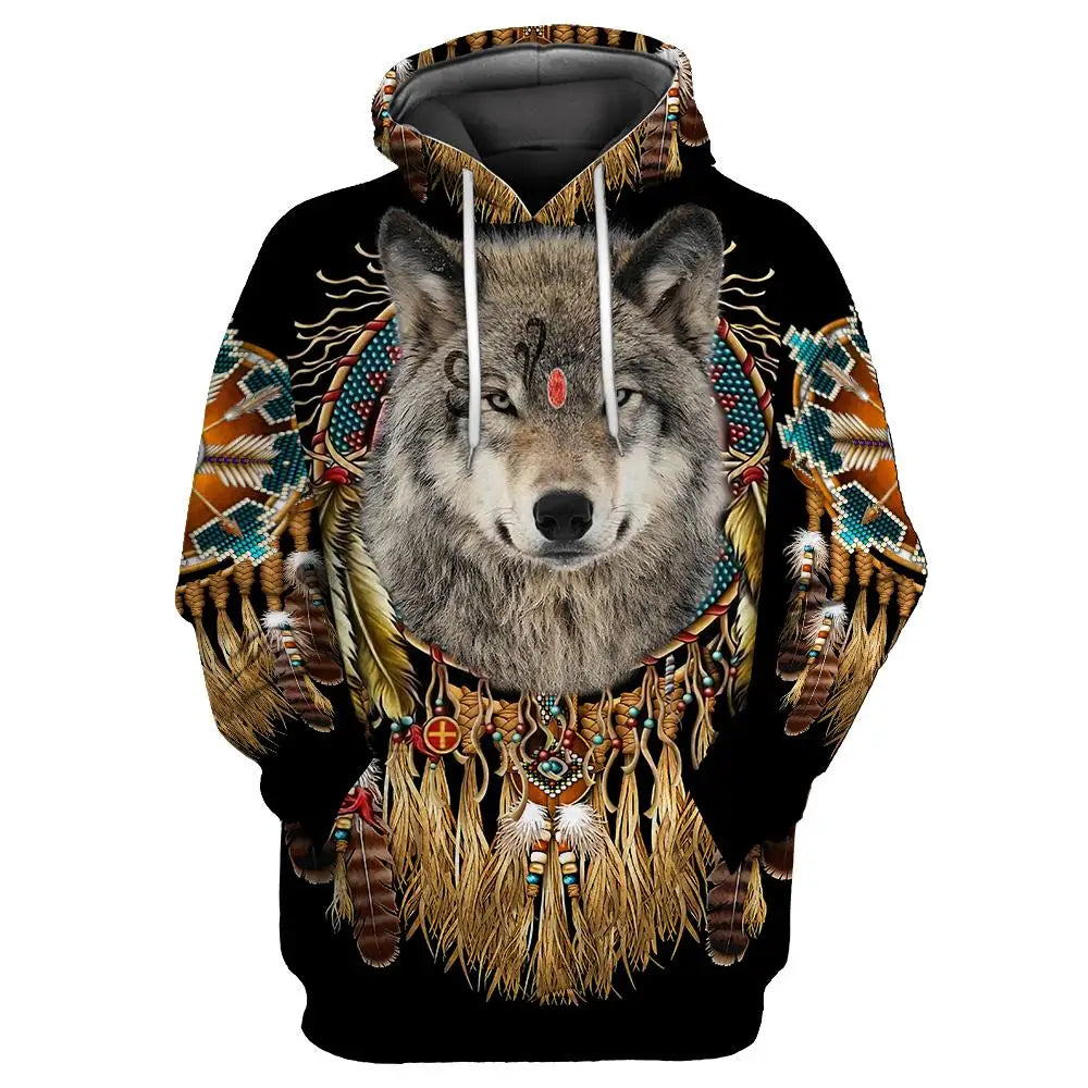 New Wolf Tattoo Vegvisir Black White 3D All Over Printed Men's Hoodie & Sweatshirt Unisex Casual Autumn Tracksuits