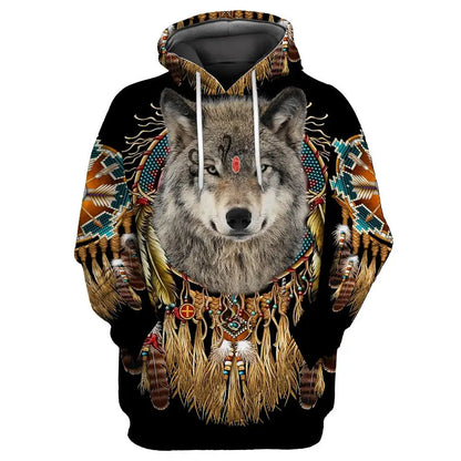 New Wolf Tattoo Vegvisir Black White 3D All Over Printed Men's Hoodie & Sweatshirt Unisex Casual Autumn Tracksuits