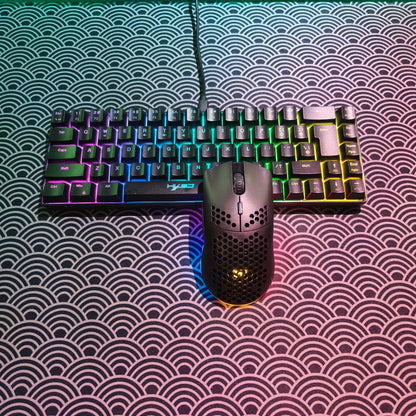 Portable HXSJ 60% RGB Gaming Keyboard and Mouse Set 68-Key Wired Membrane Keyboard 3-Mode Lightweight Wireless Mouse for PC Mac