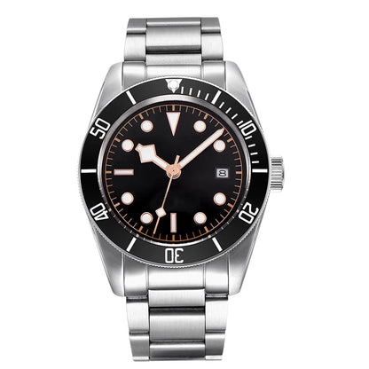 41MM Custom Name NH35A / Miyota 8215 Personalized Men's Automatic Watch Black Dial · Sapphire Crystal · 20ATM · Name & Logo E
