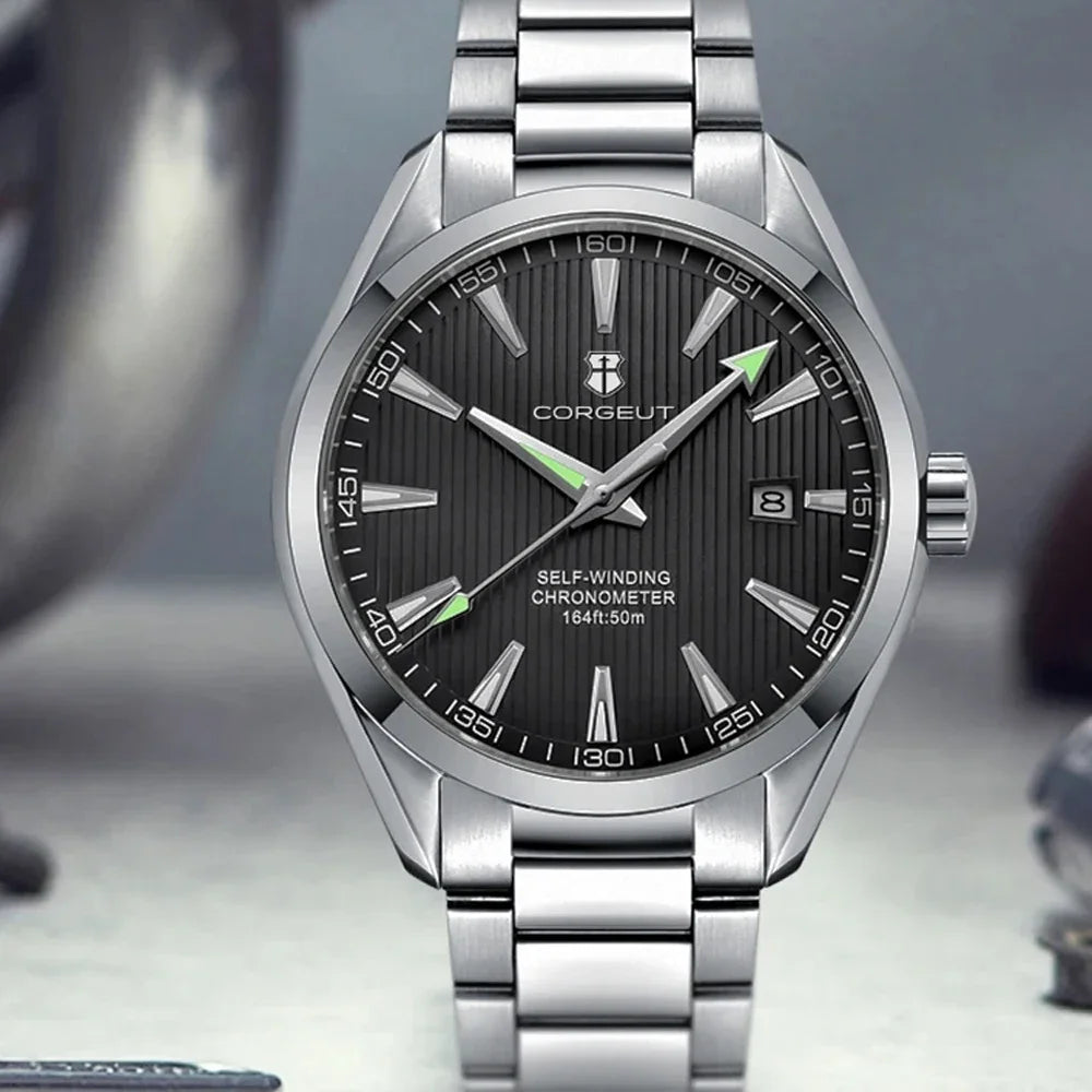 Relógio masculino Corgeut 41mm Luxury NH35 Movt Man Sport Clock automático, relógio de pulso mecânico, safira, bracelete em aço, para homem