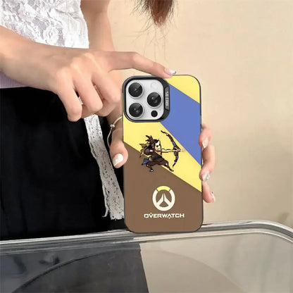 Capa para Telemóvel Game O-Overwatch em Estilo Pixel para iPhone 17 16 15 14 13 12 11 Pro MAX, Traseira Mate Antichoque e Anti-Queda