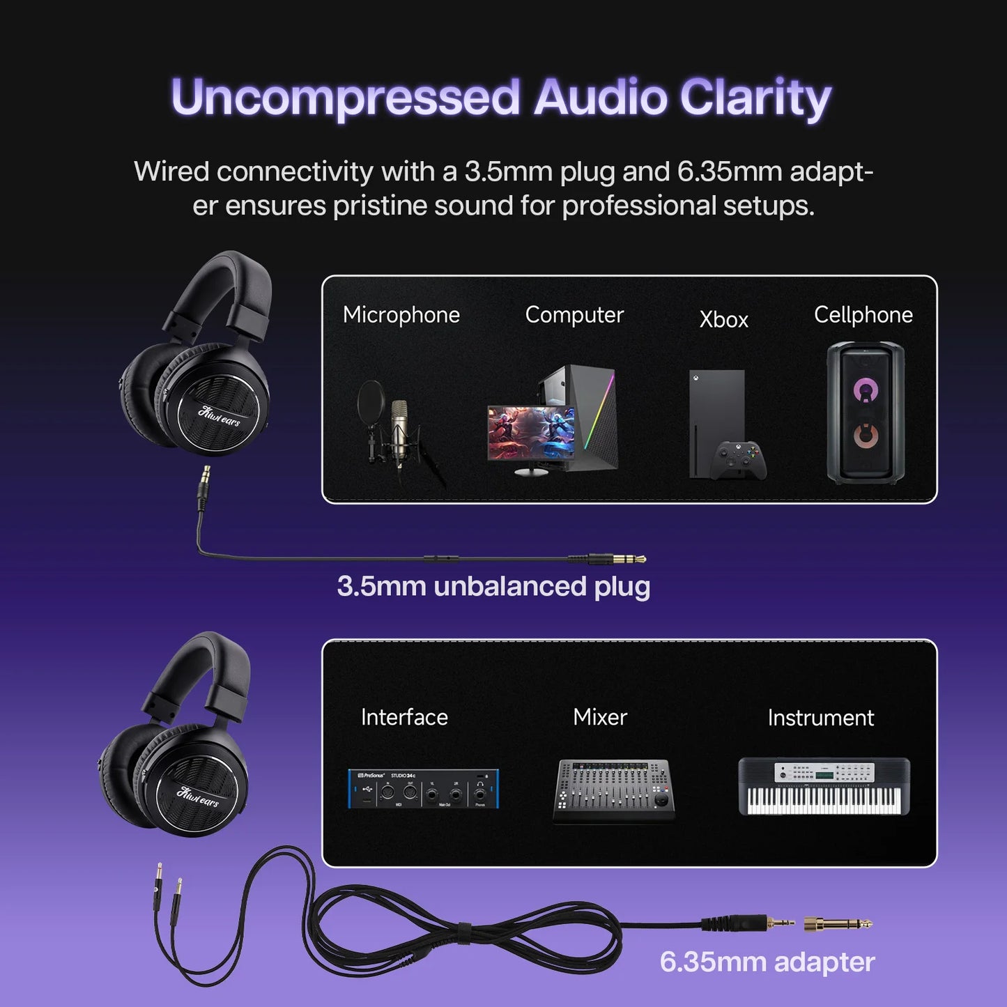Auscultadores Linsoul Kiwi Ears Ellipse de nível de estúdio, abertos, com driver dinâmico e cabo destacável, headset Hi-Fi circum-aural com fios e graves potentes