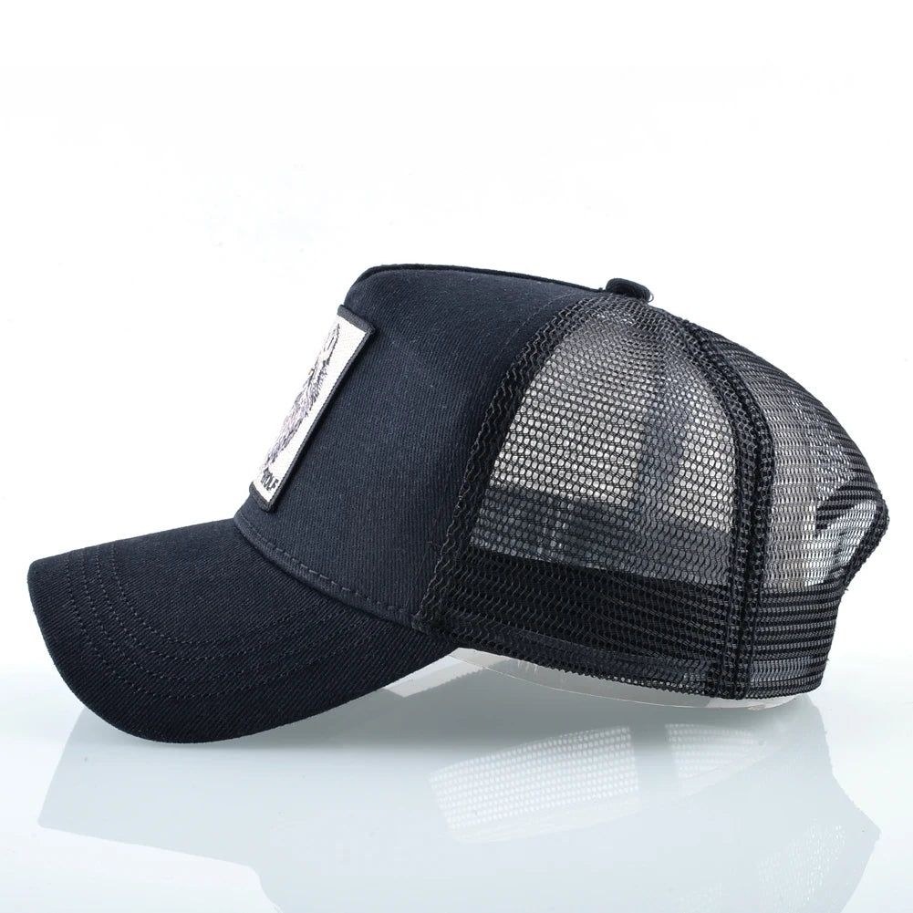 Modna bejzbol kapa s vezenim zakrpama "Wolf", snapback hip hop trucker kape za muškarce i žene, za vanjsku upotrebu, prozračna kapa s vizirom