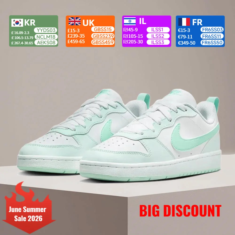 Nike COURT ženski stilski, vsestranski in udobni športni copati: za prosti čas, protizdrsni, trpežni, v beli in mint zeleni barvi FZ3539-100