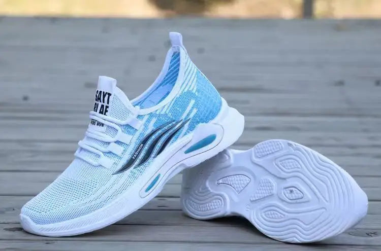 Breathable Running Shoes Men's Sporty Casual Outdoor Travel Lightweight Rubber Outsole Flat Heel round Toe Knitted Mesh Upgraded