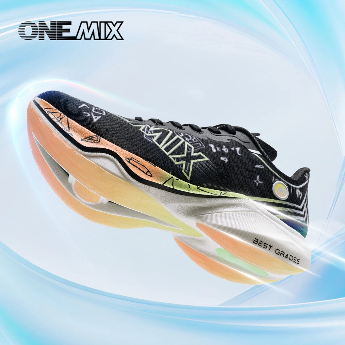 ONEMIX New Nylon Carbon Board Marathon Running Racing Shoes Shock-relief Professional Stable Support Ultra-light Rebound Sneaker
