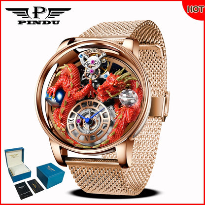 Relógio masculino PINDU Design 2025 NOVO Diamond Tourbillion, relógio de luxo Astronomia de marca premium, quartzo, vidro de safira, impermeável