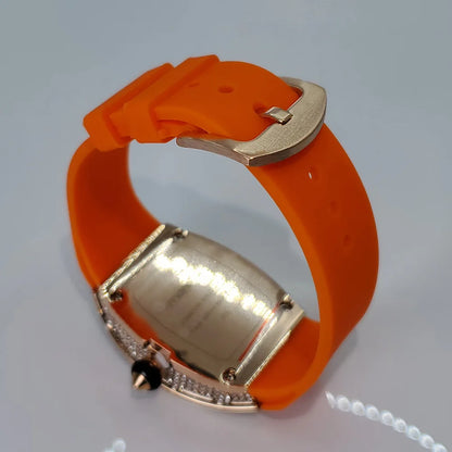 Luxury Diamond Watch For Women Elegant Tonneau Original Design Watches Fashion Ice Out Sport Rubber Strap Waterproof Mille Clock