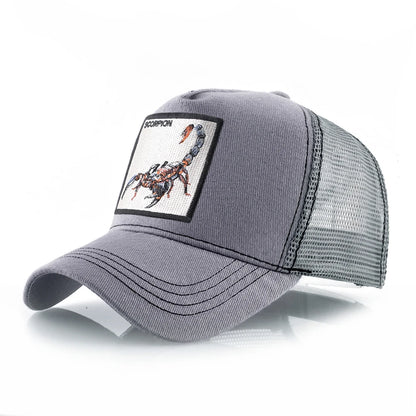 Unisex trucker kapa s vezenim Scorpion zakrpama, muška bejzbol kapa, ženska snapback hip hop kapa, vanjska kapa s prozračnim vizirom