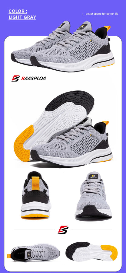 Ténis de corrida para homem Baasploa – Ténis casuais de malha, leves e de design, para corrida, respiráveis, com atacadores, para caminhada desportiva