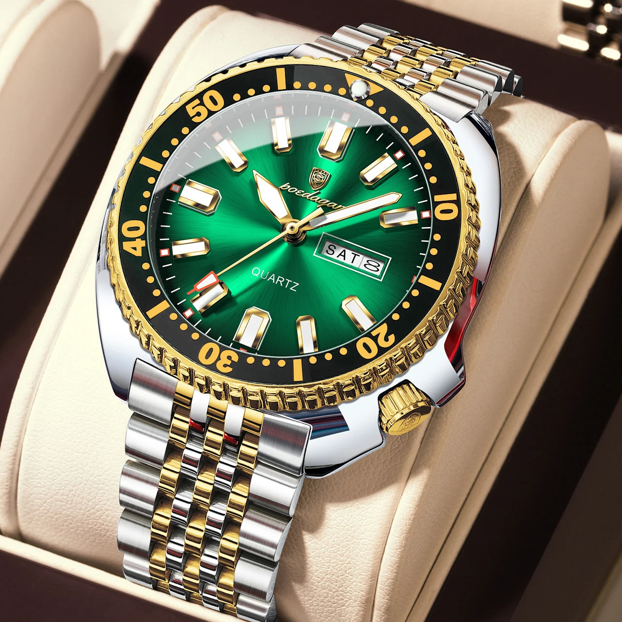 POEDAGAR Luxury Business Men Watch Date Week Waterproof Luminous Man Wristwatch Sport Stainless Steel Quartz Men's Watches Reloj