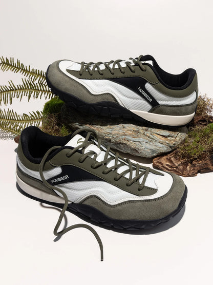 HOBIBEAR Wide Width Hiking Shoes Unisex Trekking Trail Running Sneakers Retro Non-Slip Lace-Up Walking Shoes