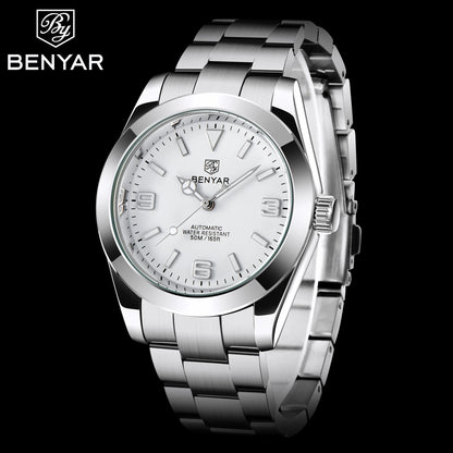 BENYAR 2025 Novo Relógio Mecânico Automático para Homem, Estilo Business e Desportivo, Relógio Masculino de Luxo, 50M à Prova de Água