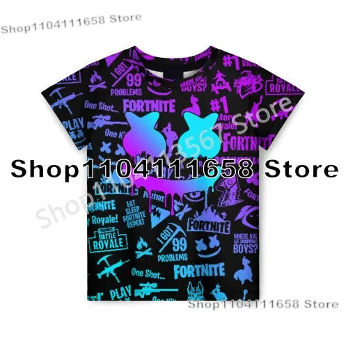 Presentes de Aniversário T-shirt F-Fortnite 3D Print Banana Peely Team Leader Bear para Homem, Tee Battle Royale Gaming, Top de Verão