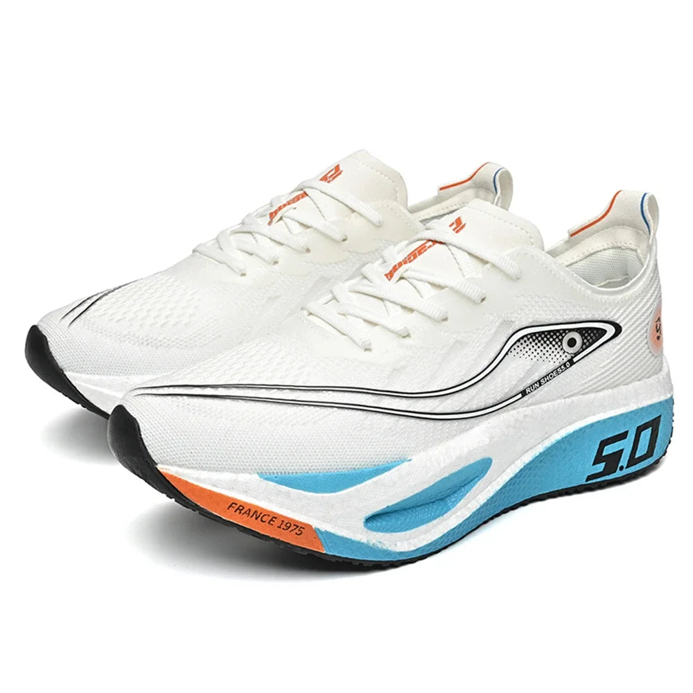 FourSeasons Men's Sports Sneakers CarbonPlate Running Shoe，Breathable Marathon Racing Comfortable Athletics Training Shoes Walki