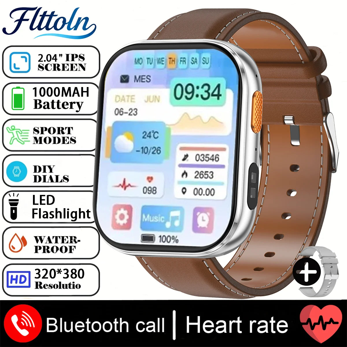 New 1000mAh Battery Smart Watch Women Heart Rate Sleep Monitoring Bluetooth Call IP68 Waterproof Smartwatch Men For Android IOS