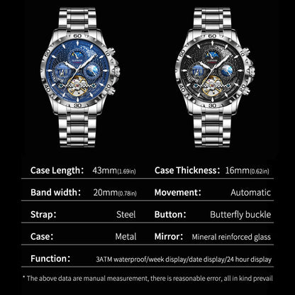 Relógio Masculino GLENAW Design, Marca de Topo, Luxo, Moda e Negócios, Automático, Impermeável, Relógio Mecânico para Homem