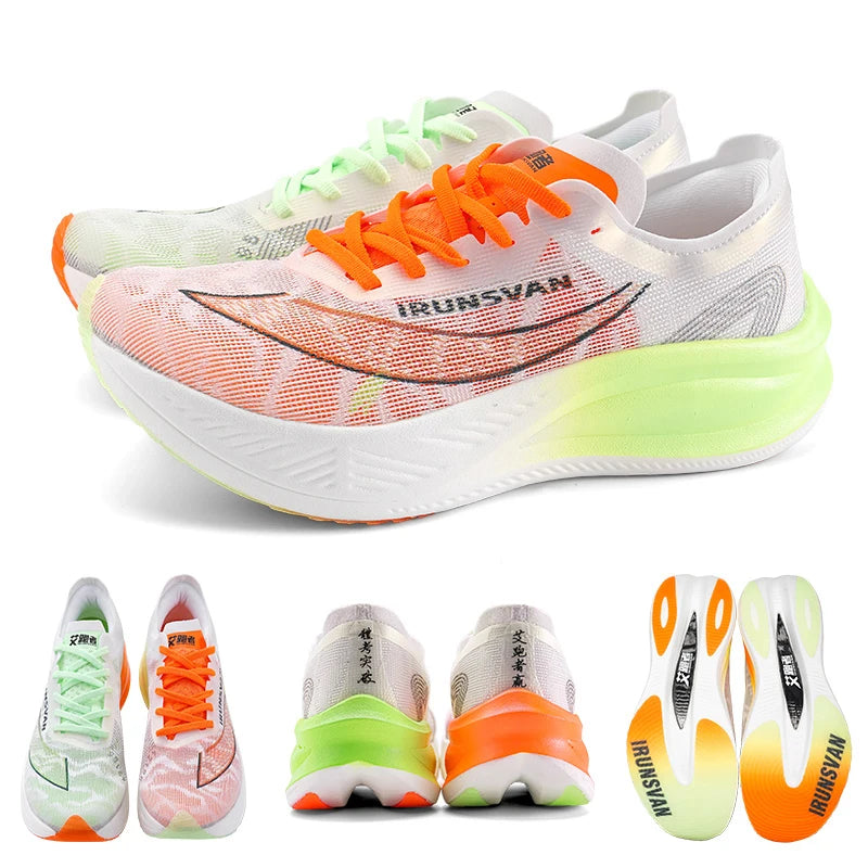 IRUNSVAN Men Professional Marathon Running Shoes Nylon Carbon Plate Road Sports Shoes Lightweight Women Trainers Sport Sneakers
