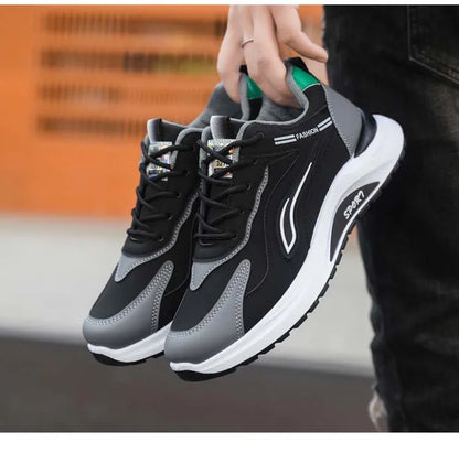 Men's Fashionable Korean Style Lace-Up Casual Running Shoes Comfortable Breathable Thick Bottom Sports Sneakers