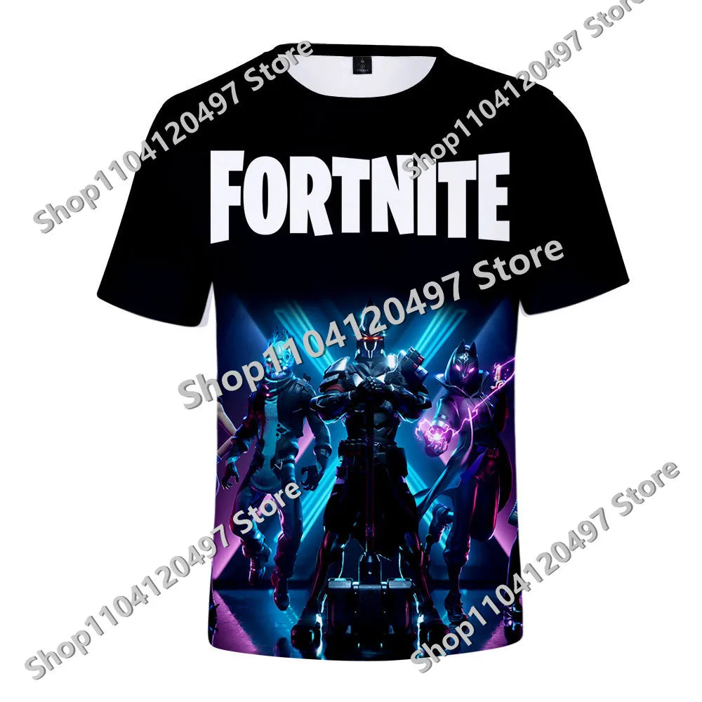 Japanese Anime Fortnite Summer T-shirt for Men Women Battle Royale Short-Sleeved Casual Comfortable Loose Harajuku Streetwear