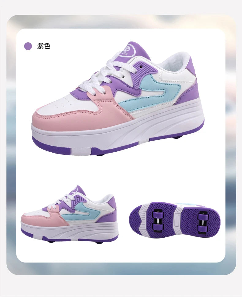 Children's Outdoor Sports Roller Skates Shoes Single Row Wheel kids Sliding Shoes four-Wheel for boys and grils