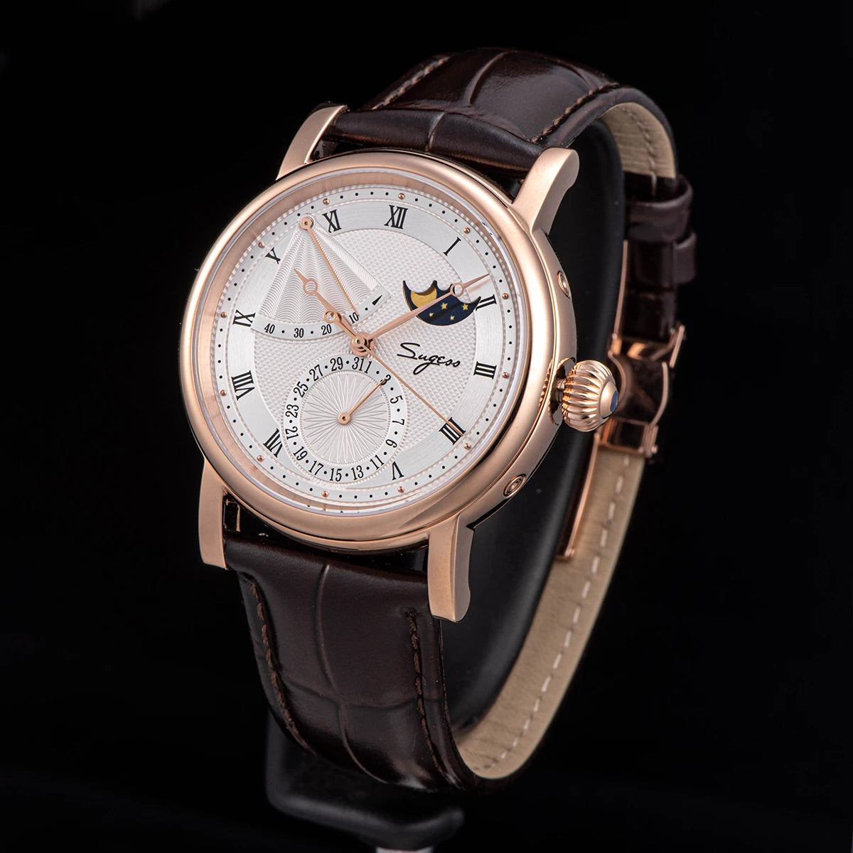 2023 Sugess Watch of Men Automatic Mechanical Moon-Phase Wristwatches Power Reserved  Sapphire WaterResistant Tianjin Movement