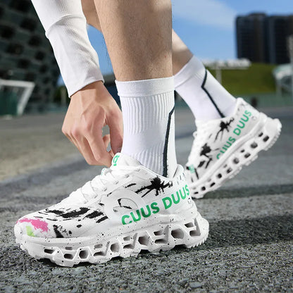 Męskie buty sportowe amortyzujące, do joggingu, antypoślizgowe, z oddychającą siateczką, z miękką podeszwą, do biegania, na świeżym powietrzu, do fitnessu, sznurowane buty sportowe