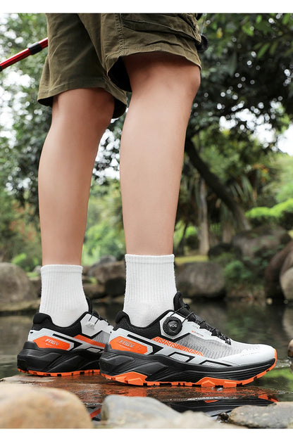 Men's Running Shoes with Rotating Buckle Breathable Mesh Lightweight Sneakers for Men Gym Workout Casual Waterproof Sports Shoes
