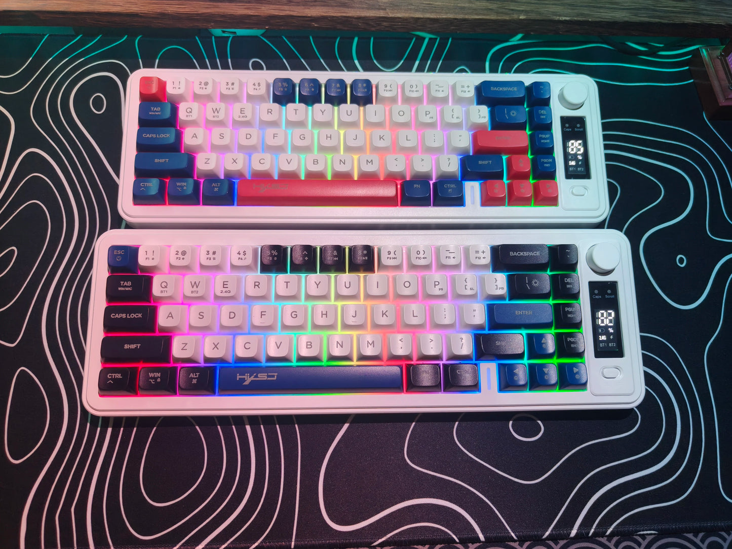 HXSJ L68 81-Key 3-mode wireless gaming keyboard silent Rainbow lighting ergonomic compact wireless membrane keyboard for PC