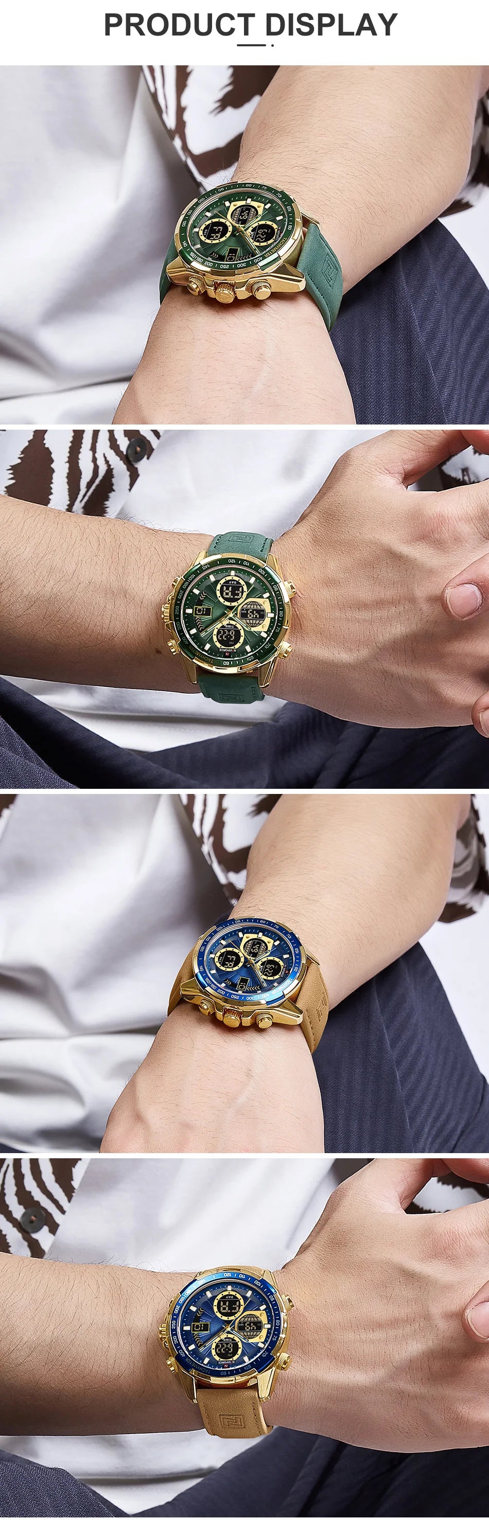 New NAVIFORCE Watches for Men Leather Mens Military Sport Waterproof Watch Quartz WristWatch Chronograph Male Clock