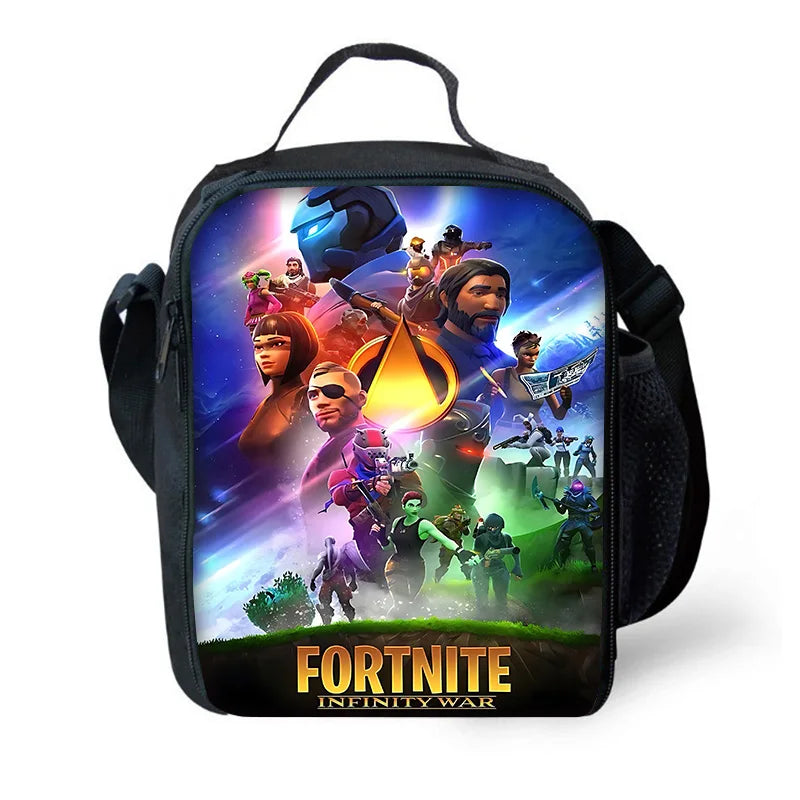 Saco Térmico Infantil F-FortniteS de Grande Capacidade para Rapaz, Menina Gamer e Estudante, para Piqueniques ao Ar Livre, Reutilizável, Isolado, Tipo Lancheira Refrigeradora