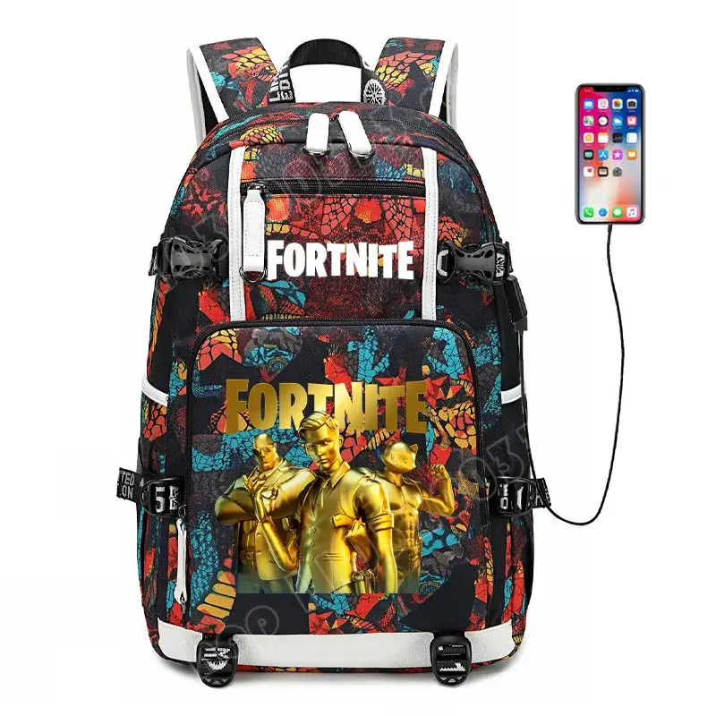Fortnite-Print-Schülerrucksack für Jungen und Mädchen, Schulrucksack mit großem Fassungsvermögen, wasserdicht, leicht und strapazierfähig, Geburtstagsgeschenk