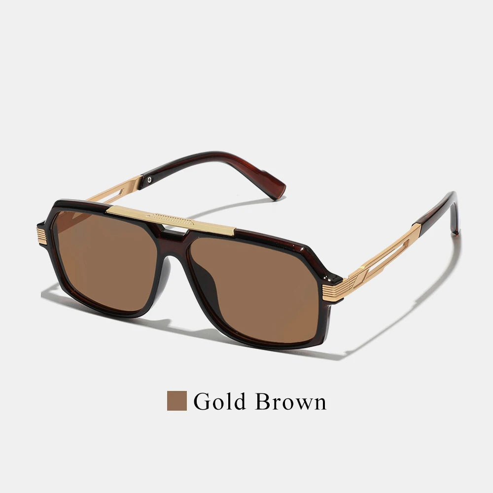 Ruiao Double-Bridge Pilot Sunglasses UV400 Fashion Gradient Shades Metal Frame Unisex Sun Glasses for Men And Women Driving