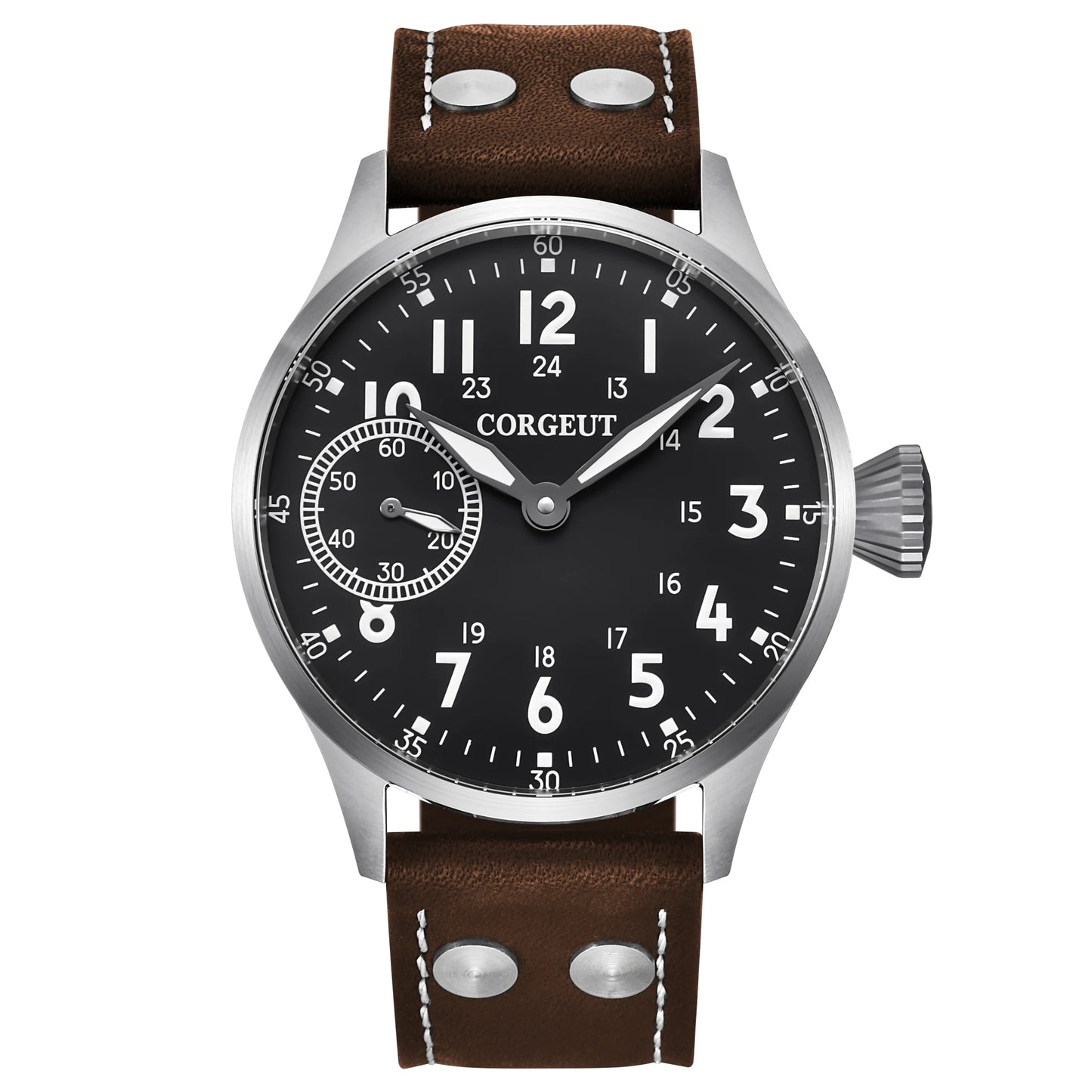 Corgeut Seagull ST3600 17 Jewelry 44mm Mechanical Watch Hand Wound Sapphire waterproof Watch Sports Leather Luxury 6497 Watch