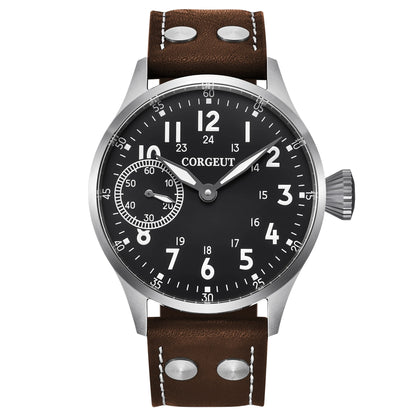 Corgeut Seagull ST3600 17 Jewelry 44mm Mechanical Watch Hand Wound Sapphire waterproof Watch Sports Leather Luxury 6497 Watch