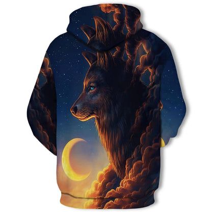 New Fashion Animal 3D Printed Hoodie Men and Women Personalized Design Sweatshirt Snow Double Wolf Harajuku Oversized Hoodie