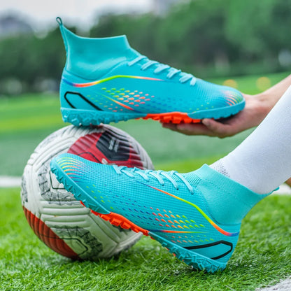 New Men Soccer Shoes Men Grass Breathable Soft Outdoor Football Shoes Cleats Long Spikes Comfortable Training Sport Shoes Men