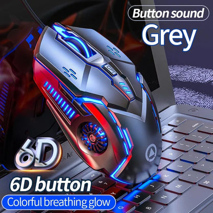 Rato Gaming Ergonómico com Fio YINDIAO RGB Silencioso, Retroiluminação LED, 3200dpi, 6 Botões, G5 USB, Rato Mecânico para PC, Portátil e Computador