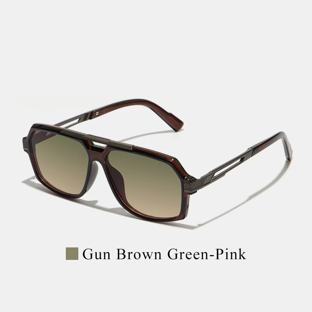 Ruiao Double-Bridge Pilot Sunglasses UV400 Fashion Gradient Shades Metal Frame Unisex Sun Glasses for Men And Women Driving