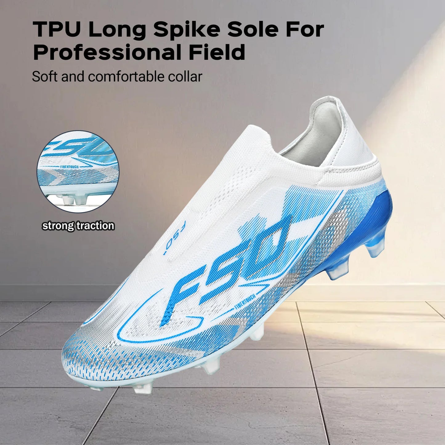 Anti-slip AG/FG Soccer Boots，TPU Shock Absorption Sole，Durable PU Fabric Upper，Teenager Boys Girls Professional Field Sneakers