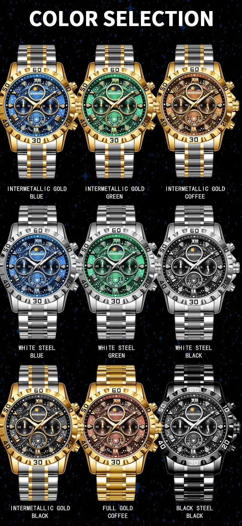 Chronograph Luxury Brand Stylish Men Luminous Wrist Watches For Male Clock Stainless Steel Band Men Business Quartz Watches