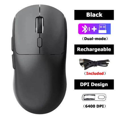 Rechargeable Wireless Bluetooth Gaming Mouse, Dual Mode 2.4G & Bluetooth Wireless Mouse, Silent High Precision Rechargeable Wireless Mouse for Laptop, PC, Mac & iPad