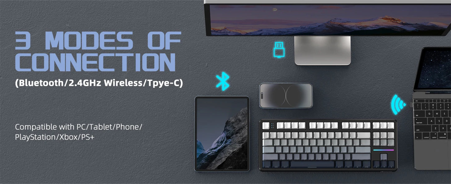 ATTACK SHARK X87 Wireless Mechanical Gaming Keyboard, Tri-Mode BT5.0/2.4GHz/USB-C Gasket Hot Swappable Custom Keyboard, Pre-lube