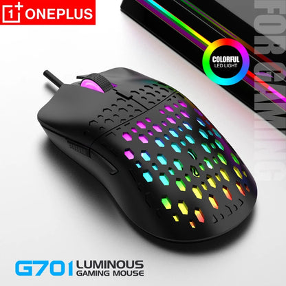OnePlus G701 Wired Gaming Mouse, 6-Button Honeycomb RGB Gaming Mouse for PC, Ergonomic USB Wired Gaming Mouse for Windows, macOS & Office Use