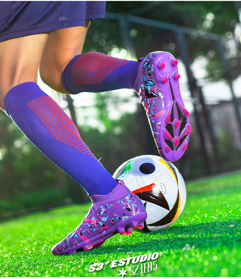 Professional Football Boots Men Breathable Mesh Soccer Cleats Anti Skid Fast Sneakers Fashion Artificial Grass Male Soccer Shoes